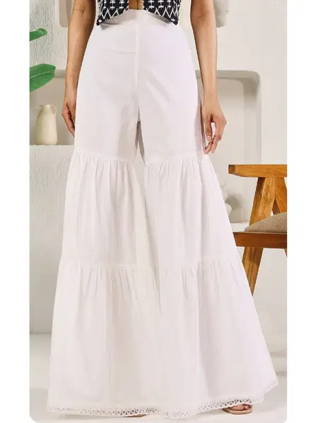 White Colour Cotton Bulk Western Wear Sharara Orders In India BTM023